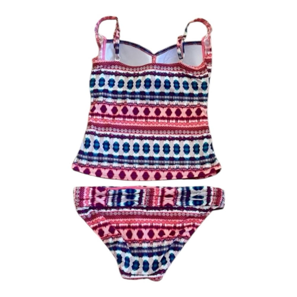 La Blanca Geometric Tribal Tankini Swimsuit Set 10 Coral Pink Blue Two Piece - Picture 13 of 14